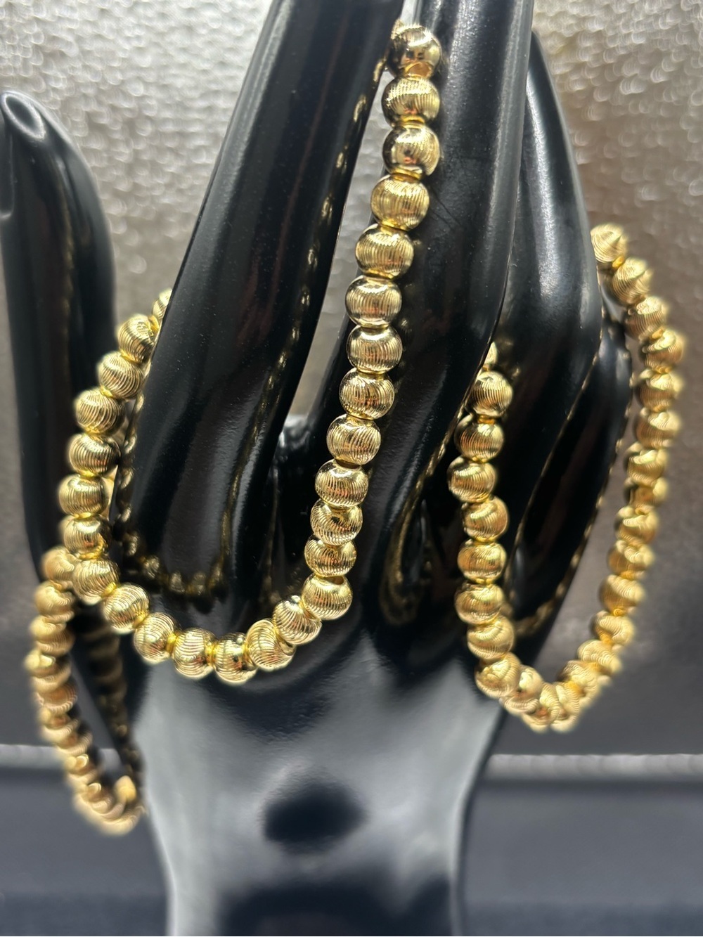 Gold Beaded Stretch Bracelet Set for Women Set Of Three